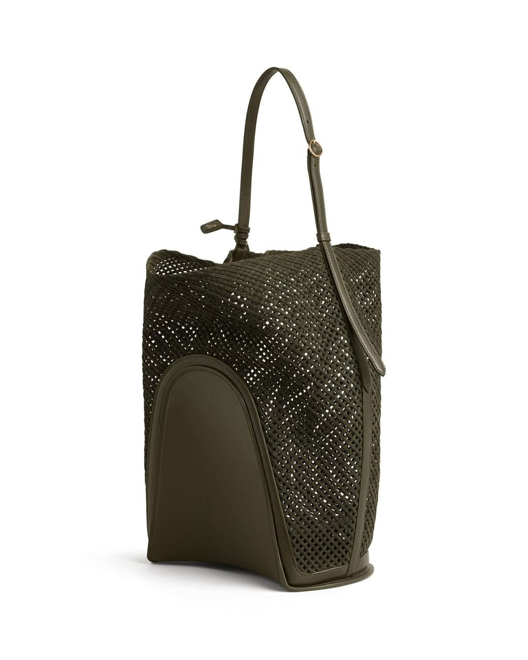 Alaïa Black Large Suede Net Hip Bucket Bag