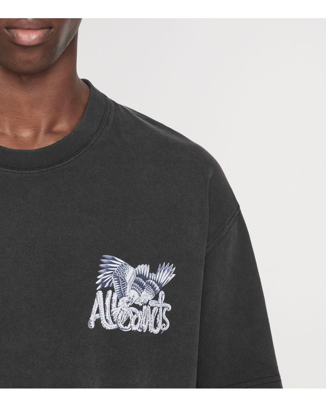 AllSaints Black Organic Cotton Battles T-Shirt for men