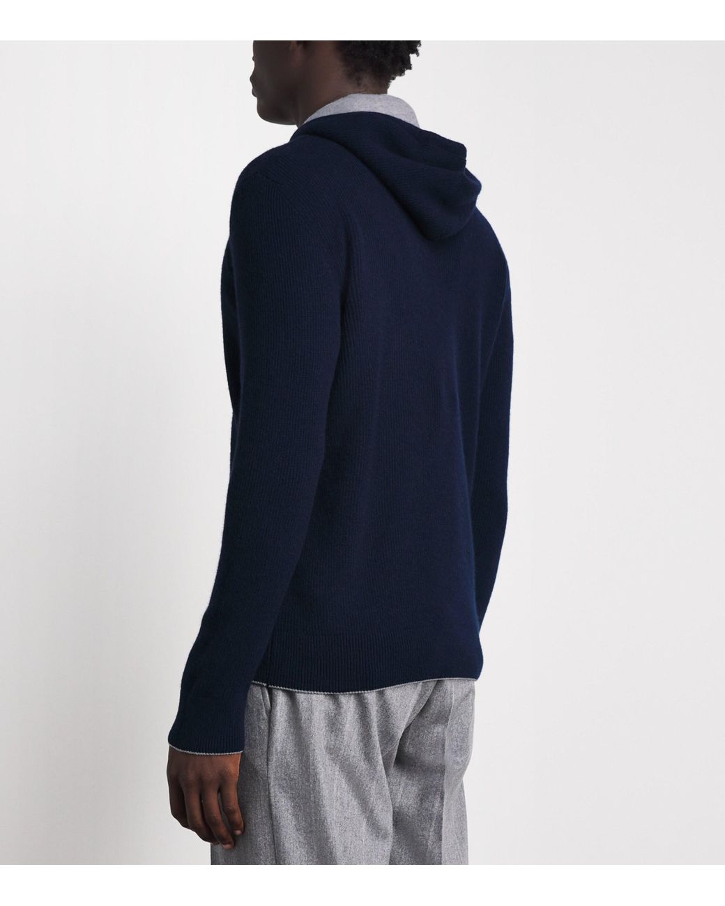 Eleventy Blue Cashmere Zip-Up Hoodie for men