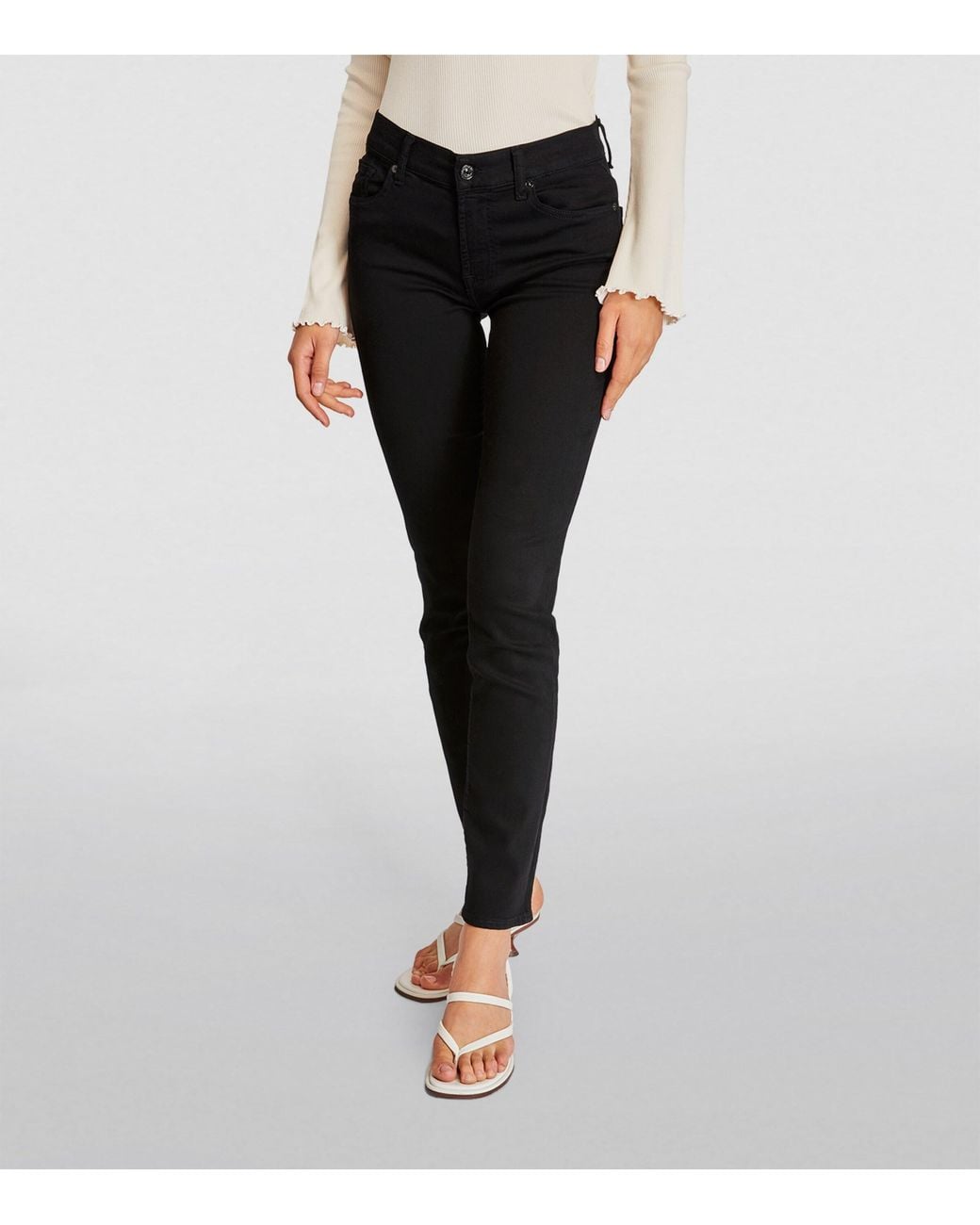 7 For All Mankind Black Bair Roxanne Slim Jeans for men