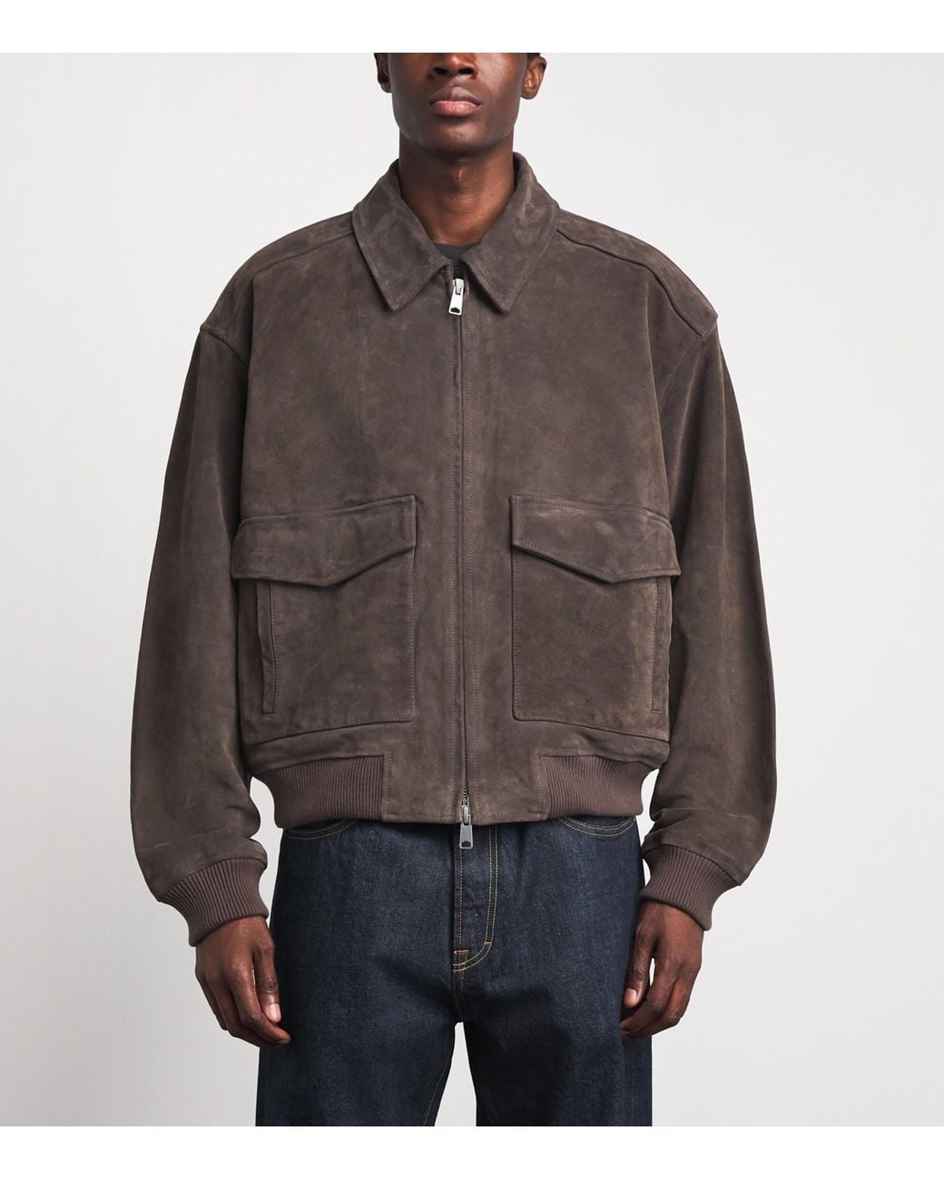 Agolde Brown Suede Emil Bomber Jacket for men