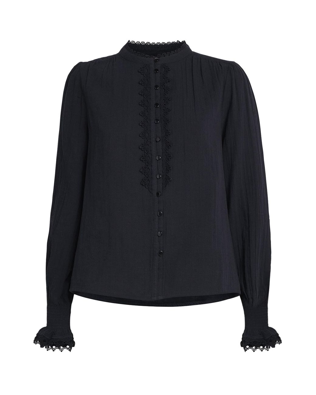 ME+EM Black Cotton Embroidered Blouse