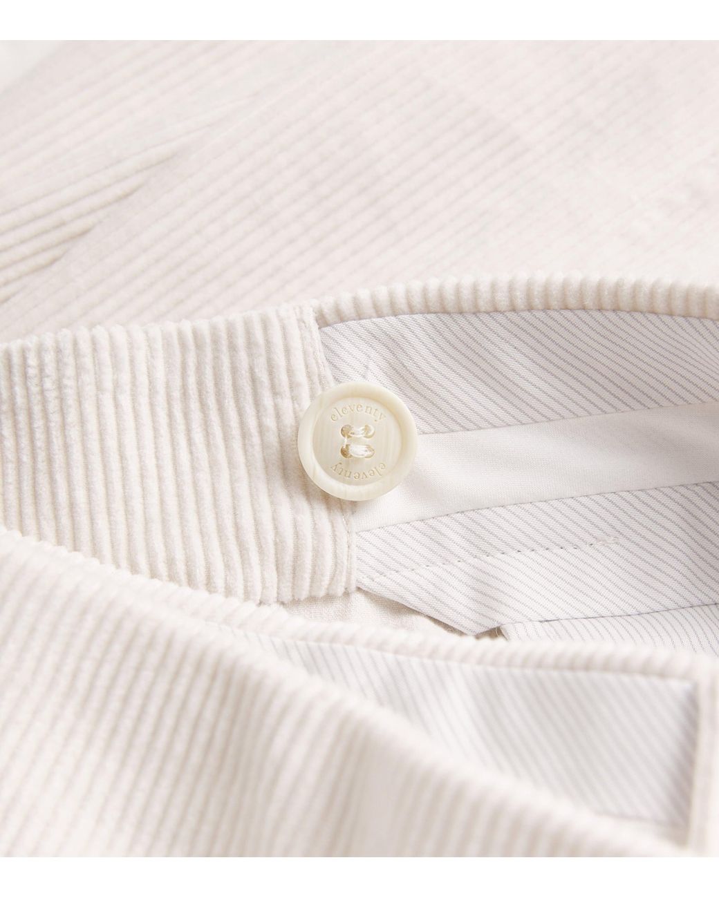 Eleventy White Cotton-Blend Corduroy Trousers