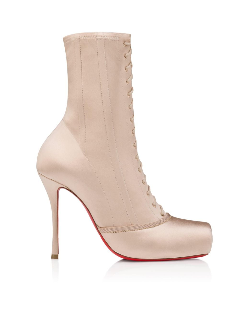 Christian Louboutin Natural Pavlova Leather-Satin Boots 100