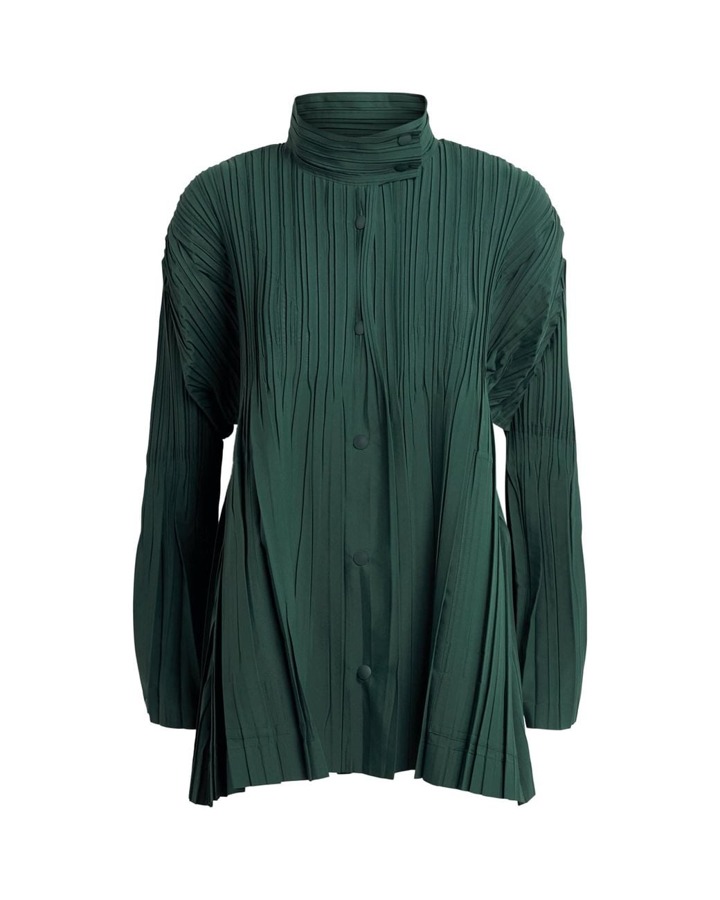Pleats Please Issey Miyake Green Pleated Float Coat