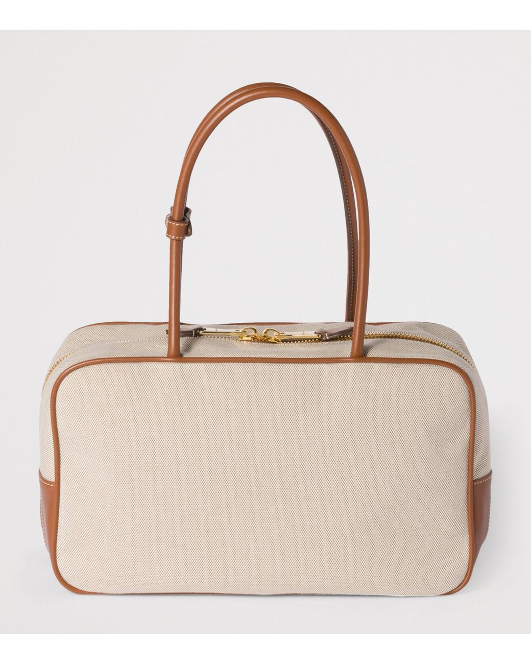 Miu Miu Natural Leather-Canvas Beau Top-Handle Bag