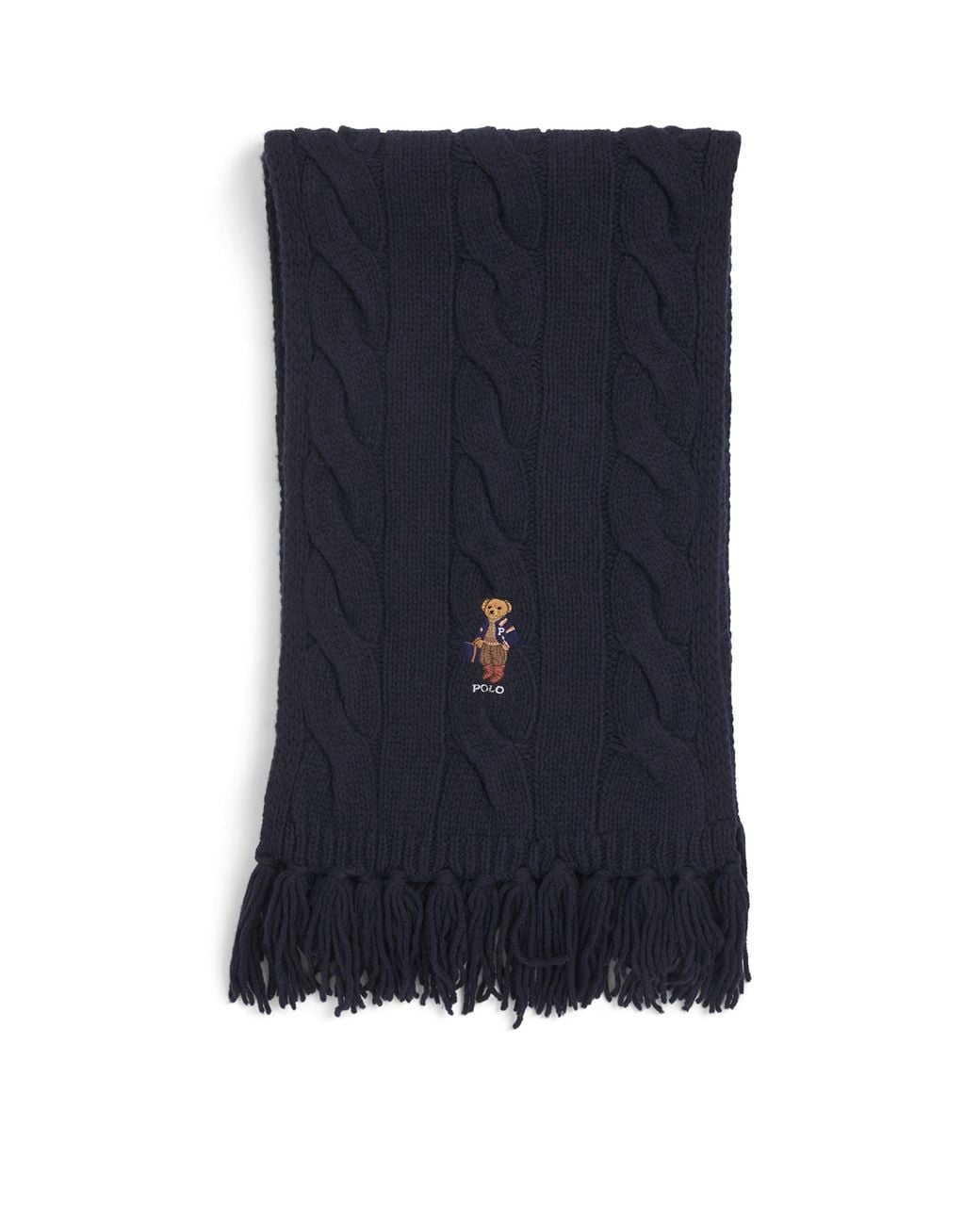 Netting Wool Polo Ralph Lauren Wool-Blend Cable-Knit Bear Scarf in Blue | Lyst UK