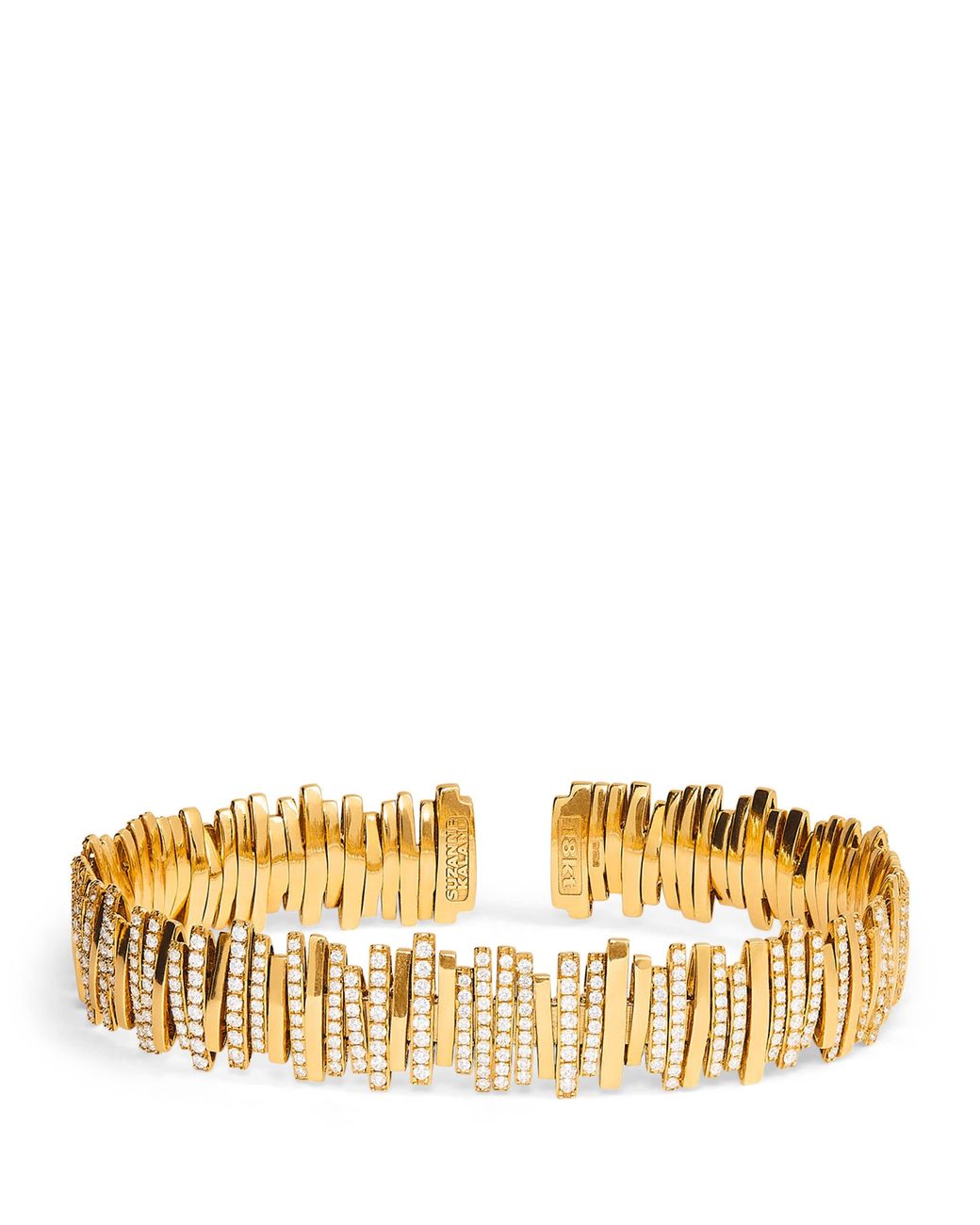 Suzanne Kalan Metallic And Diamond Half Pavé Cuff Bangle