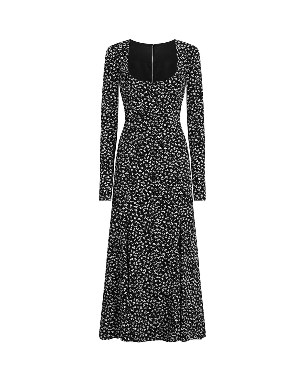 Dolce & Gabbana Black Stretch-Silk Charmeuse Floral Midi Dress
