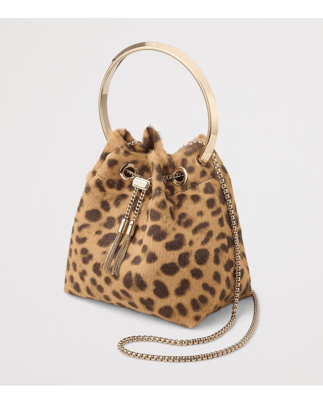 Jimmy Choo Brown Leopard Bon Bon Top-Handle Bag