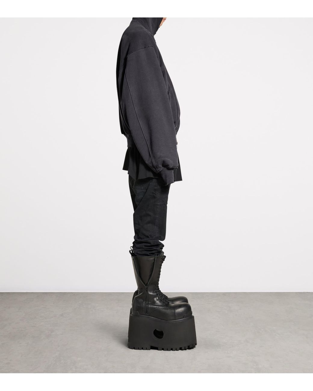 Balenciaga Blue Cotton Hooded Bomber Jacket for men