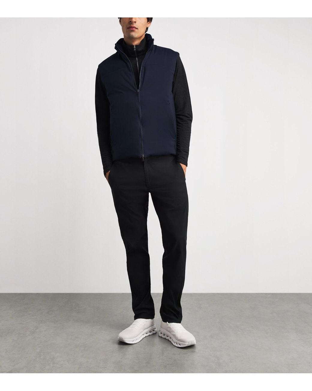 Sease Blue Cashmere Down-Padded Reversible Gilet for men