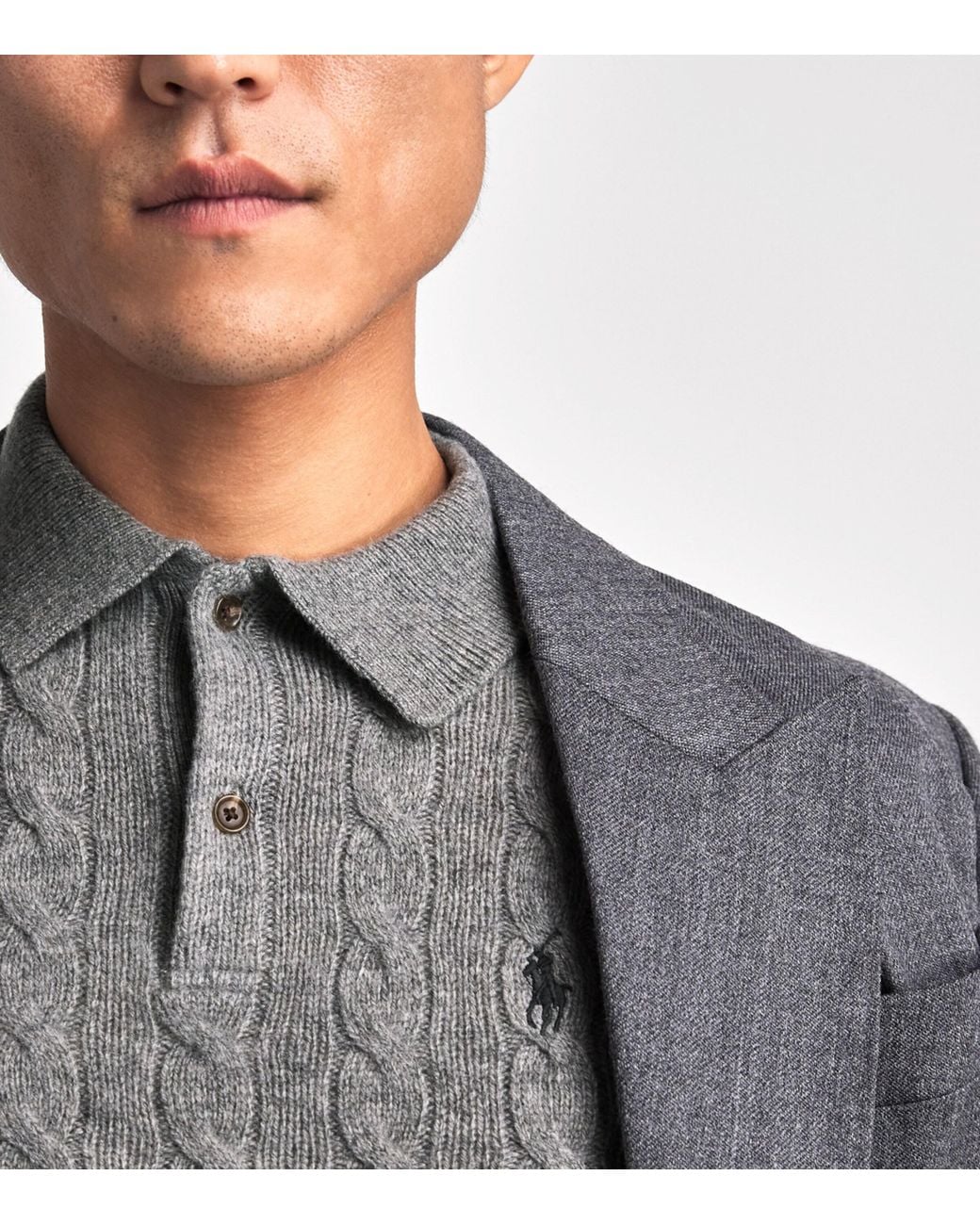 Polo Ralph Lauren Gray Wool-Cashmere Polo Pony Sweater for men