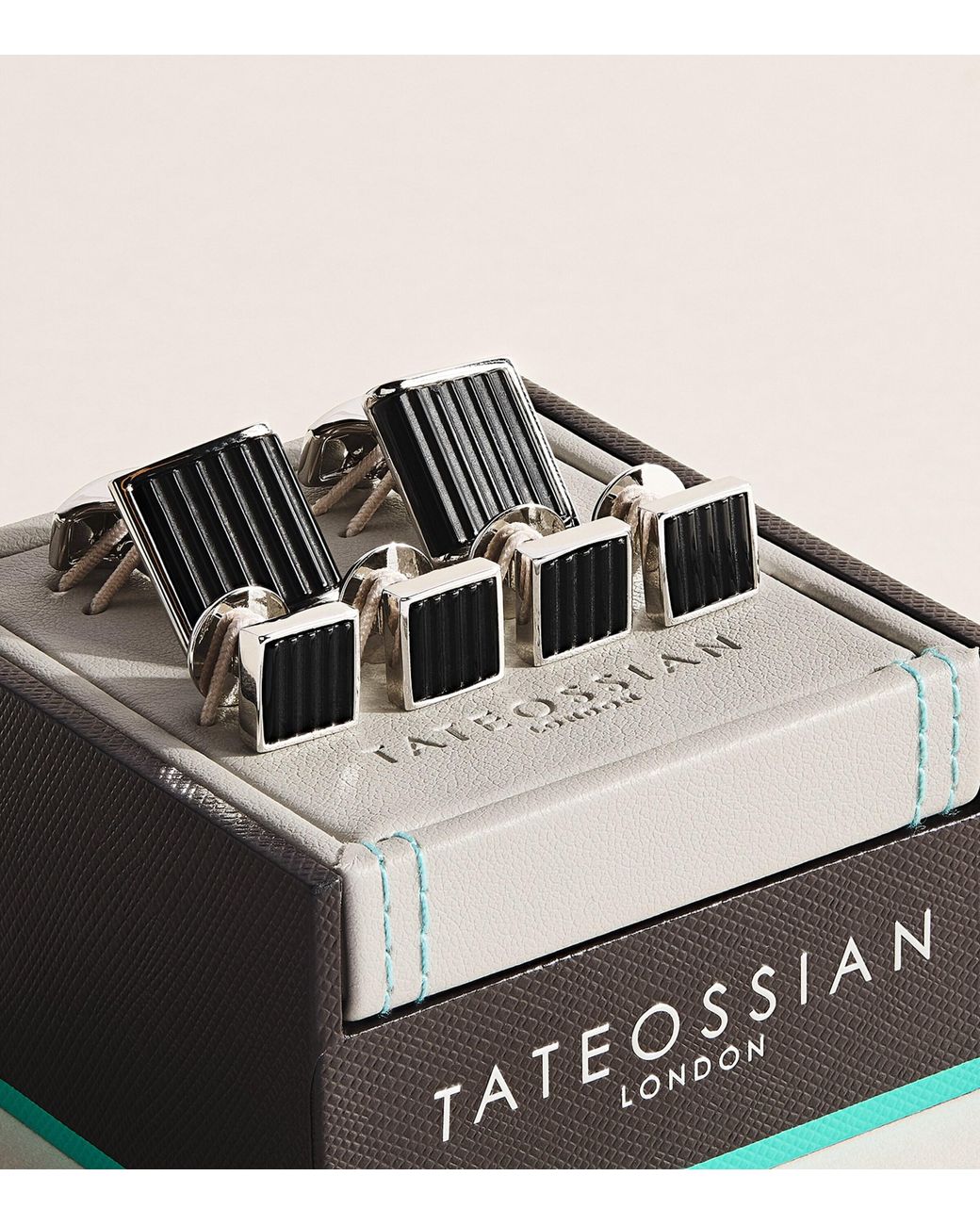 Tateossian Natural Onyx Ribbed Wedge Cufflink Set for men