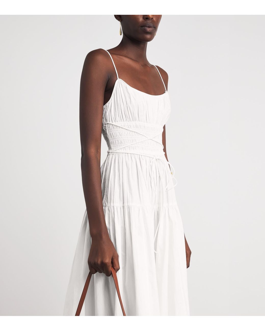 Doen White Organic Cotton Safia Midi Dress