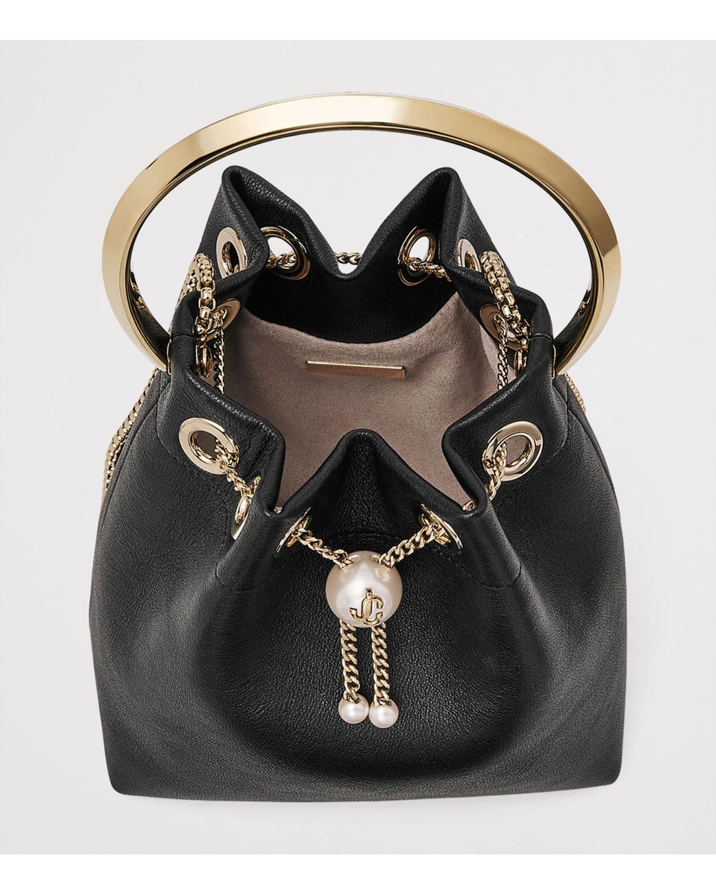Jimmy Choo Black Leather Bon Bon Top-Handle Bag