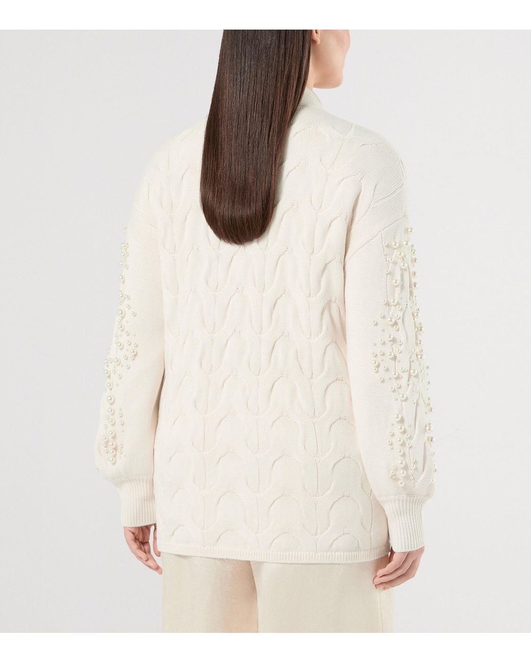 Marina Rinaldi White Virgin Wool-Blend Cardigan