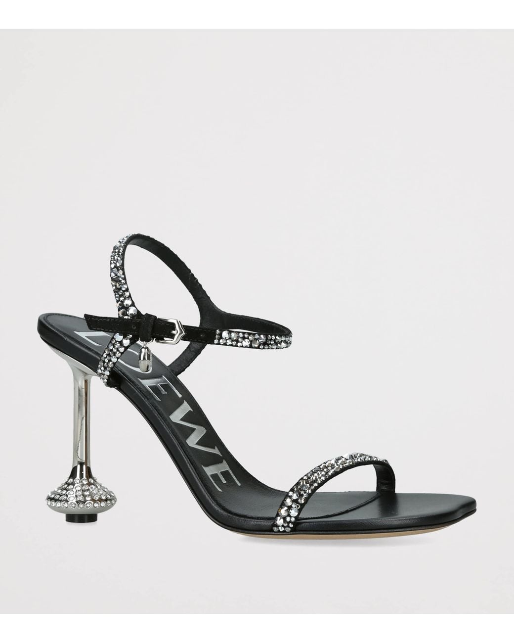 Loewe Metallic Suede Embellished Toy Heeled Sandals 90