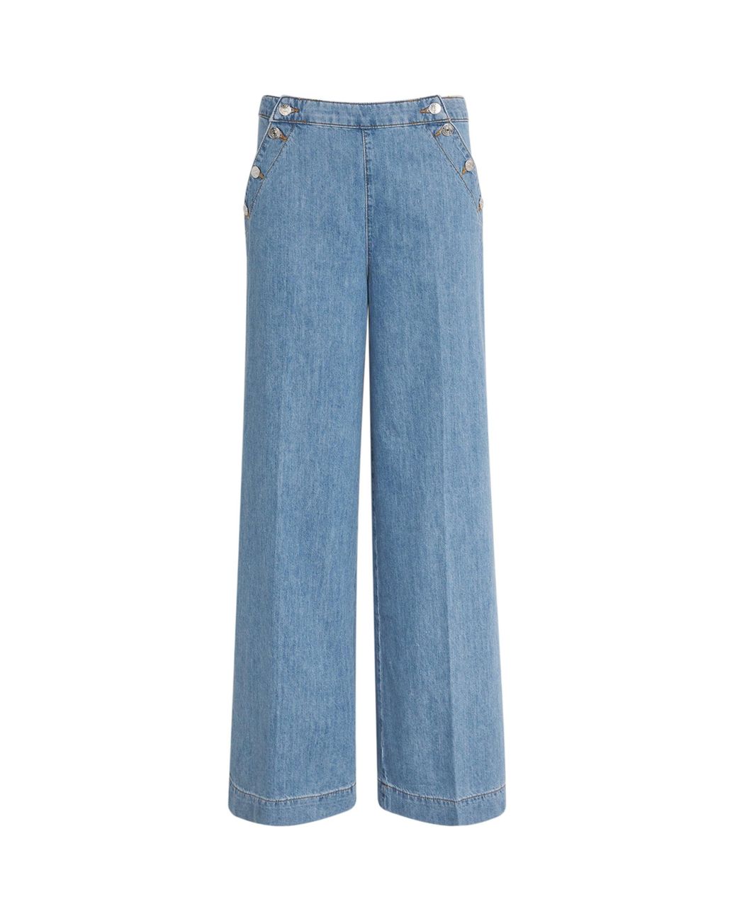 Claudie Pierlot Blue Button-Up-Panel Wide-Leg Jeans