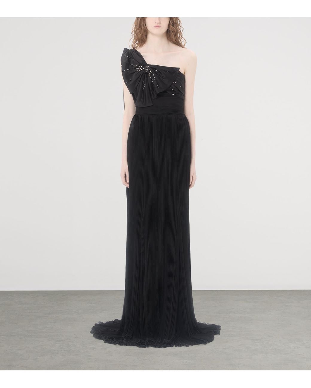 Valentino Black Silk Pleated Gown