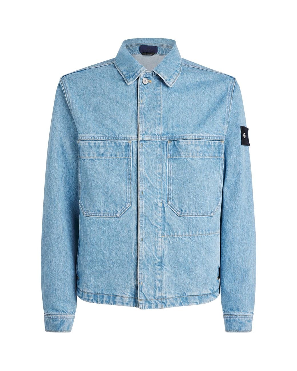 Stone Island Blue Denim Coach Jacket for men