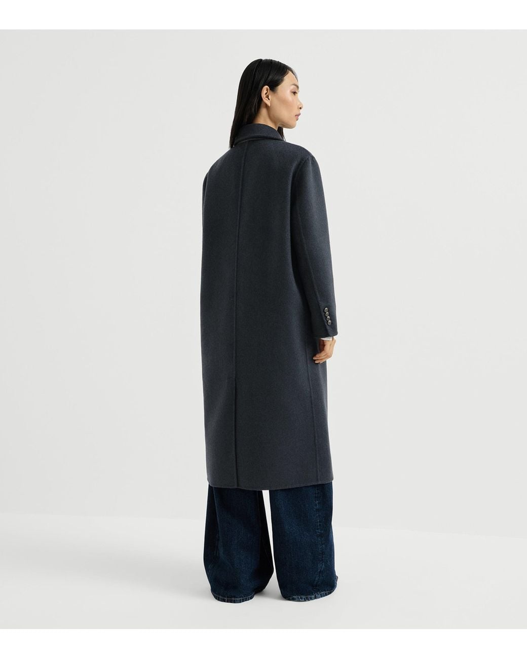 Brunello Cucinelli Black Cashmere Double-Breasted Overcoat