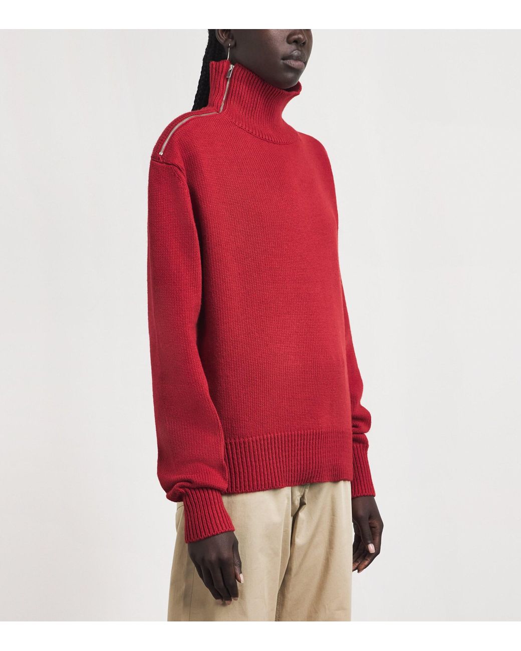 Source Unknown Red Zip-Shoulder Konny Sweater