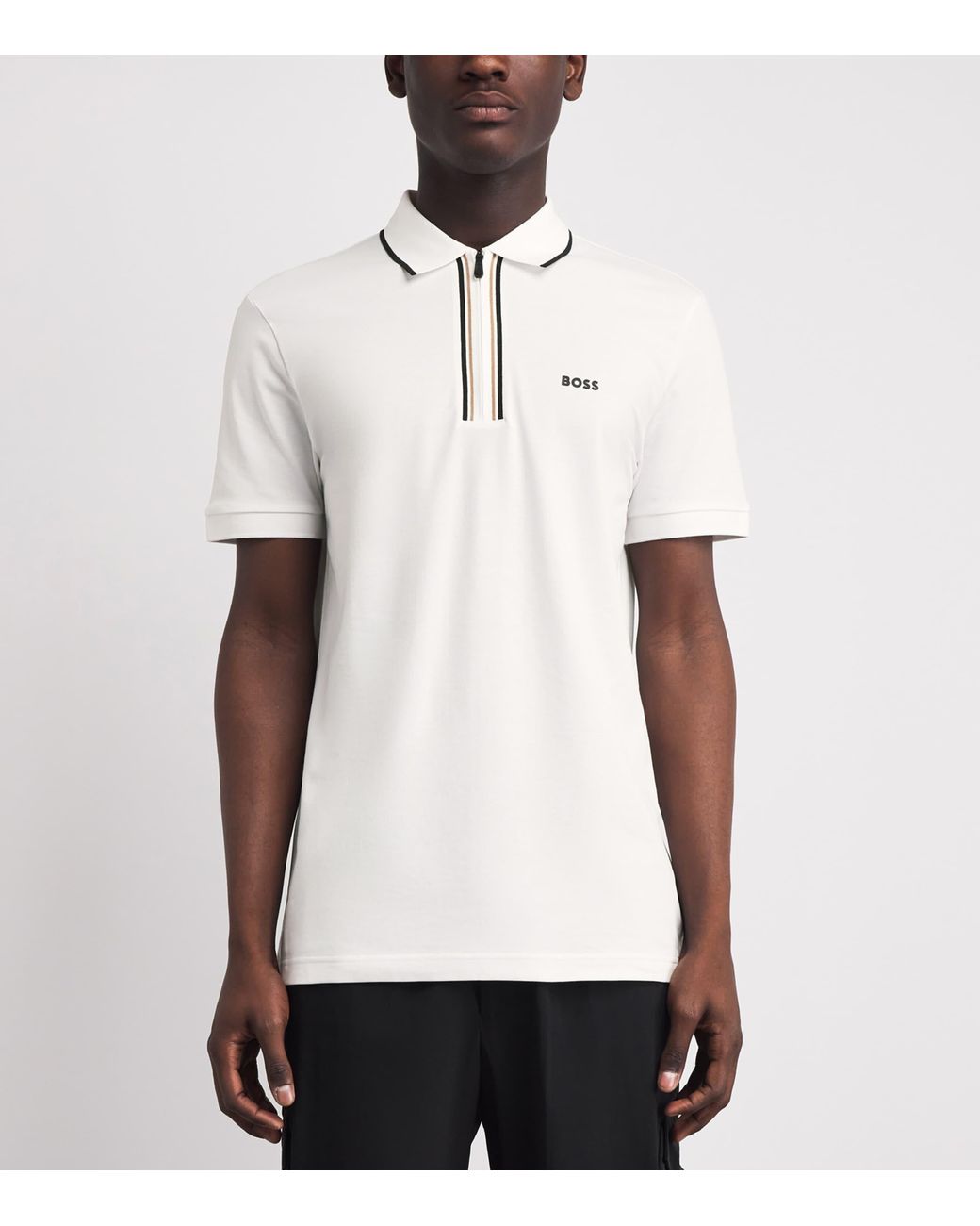 Boss White Stretch-Cotton Philix Polo Shirt for men