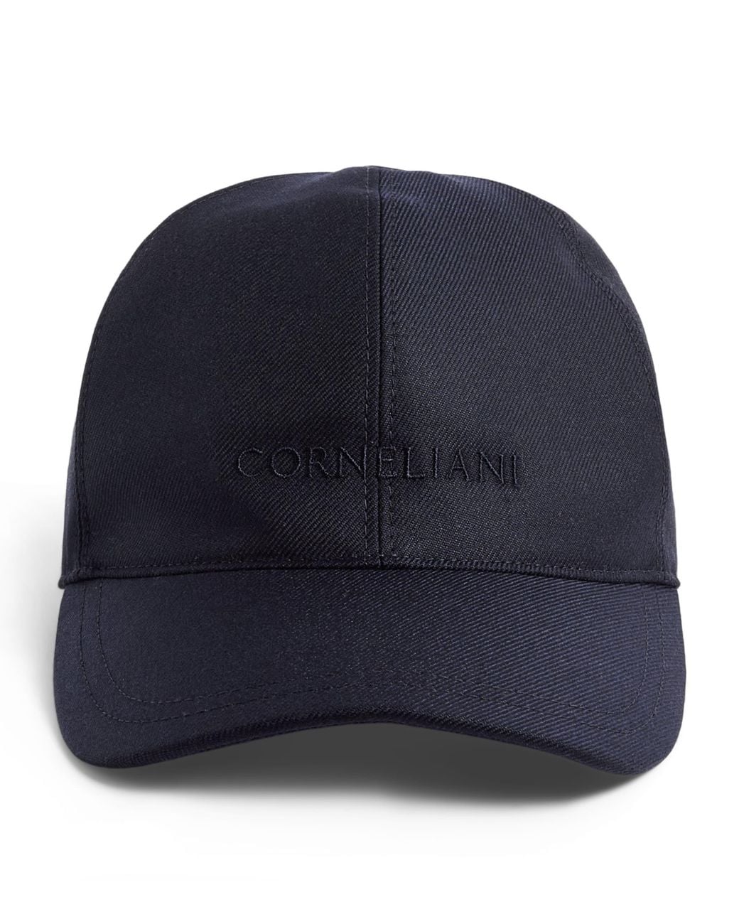 Corneliani Blue Virgin Wool Logo Baseball Cap for men