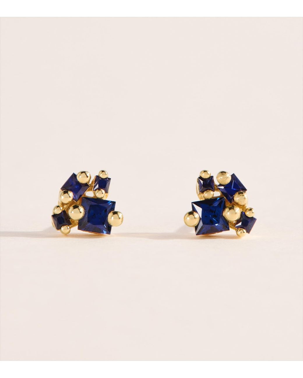 Suzanne Kalan Blue And Sapphire Princess Double Cluster Stud Earrings