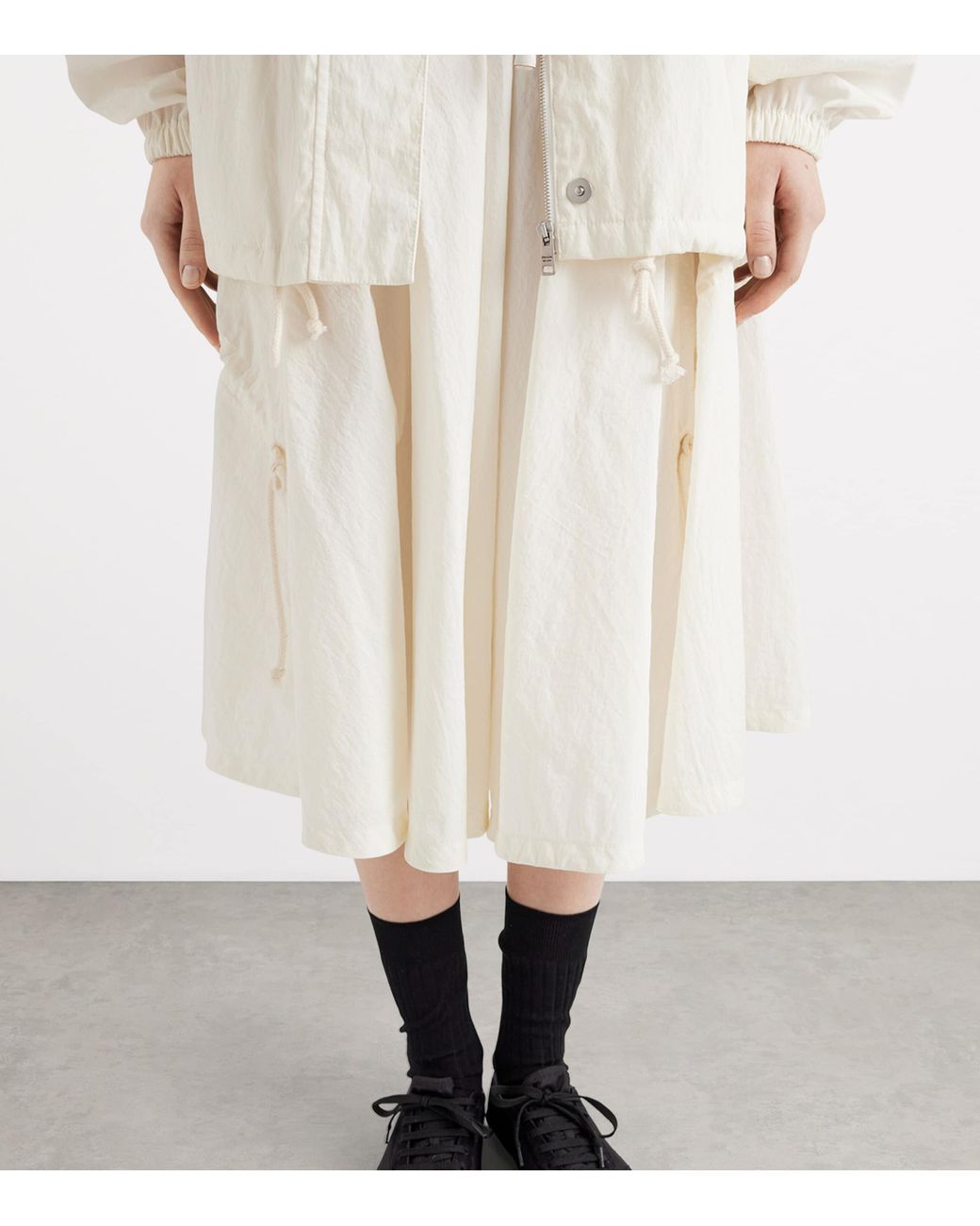 Prada Natural Cotton-Blend Midi Skirt