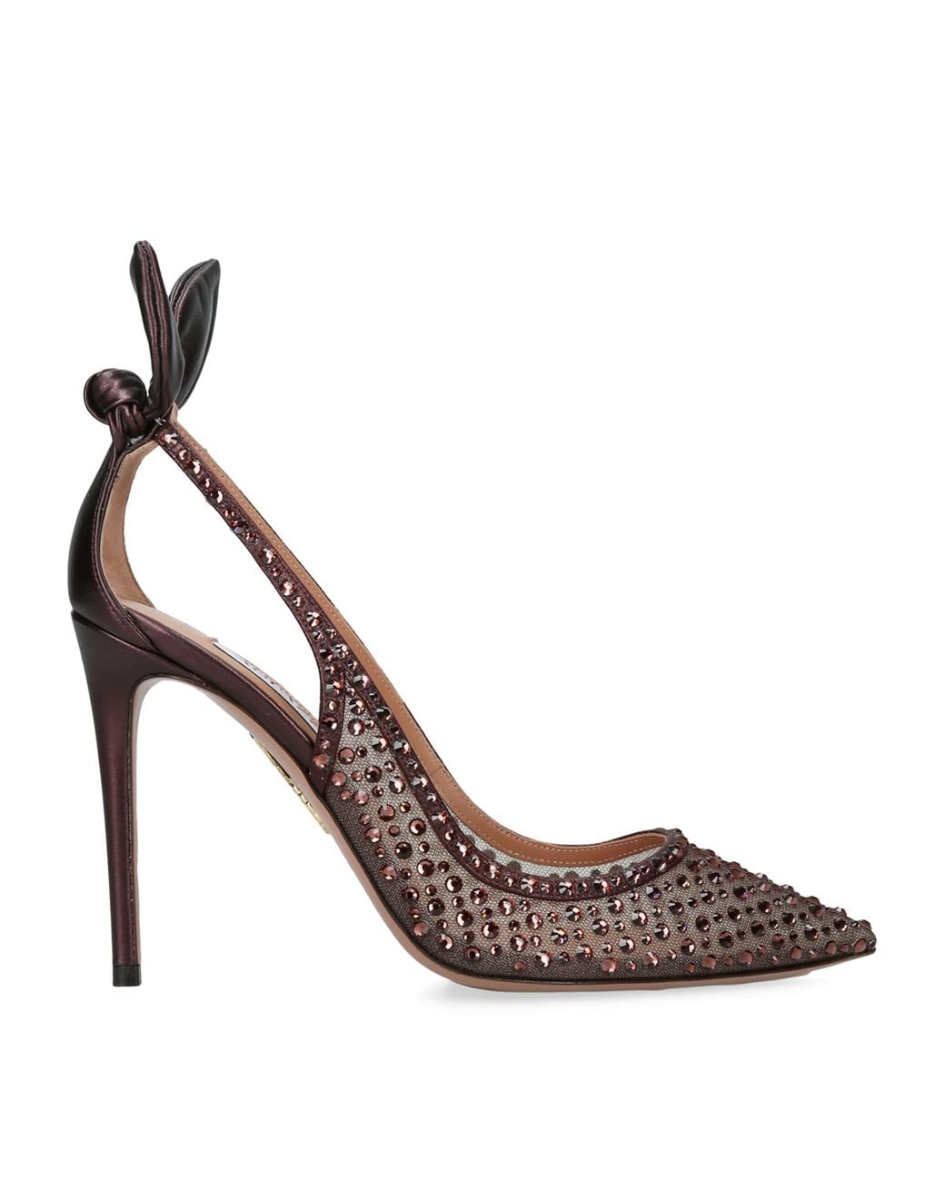 Aquazzura Brown Crystal-Embellished Bow Tie Pumps 105