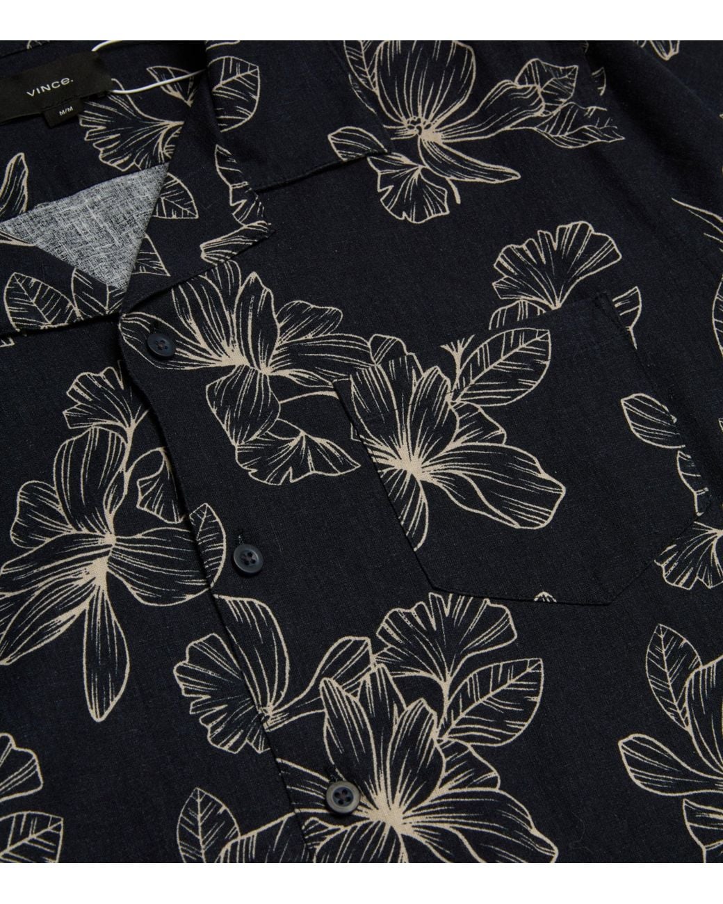 Vince Black Linen-Blend Floral Cabana Shirt for men