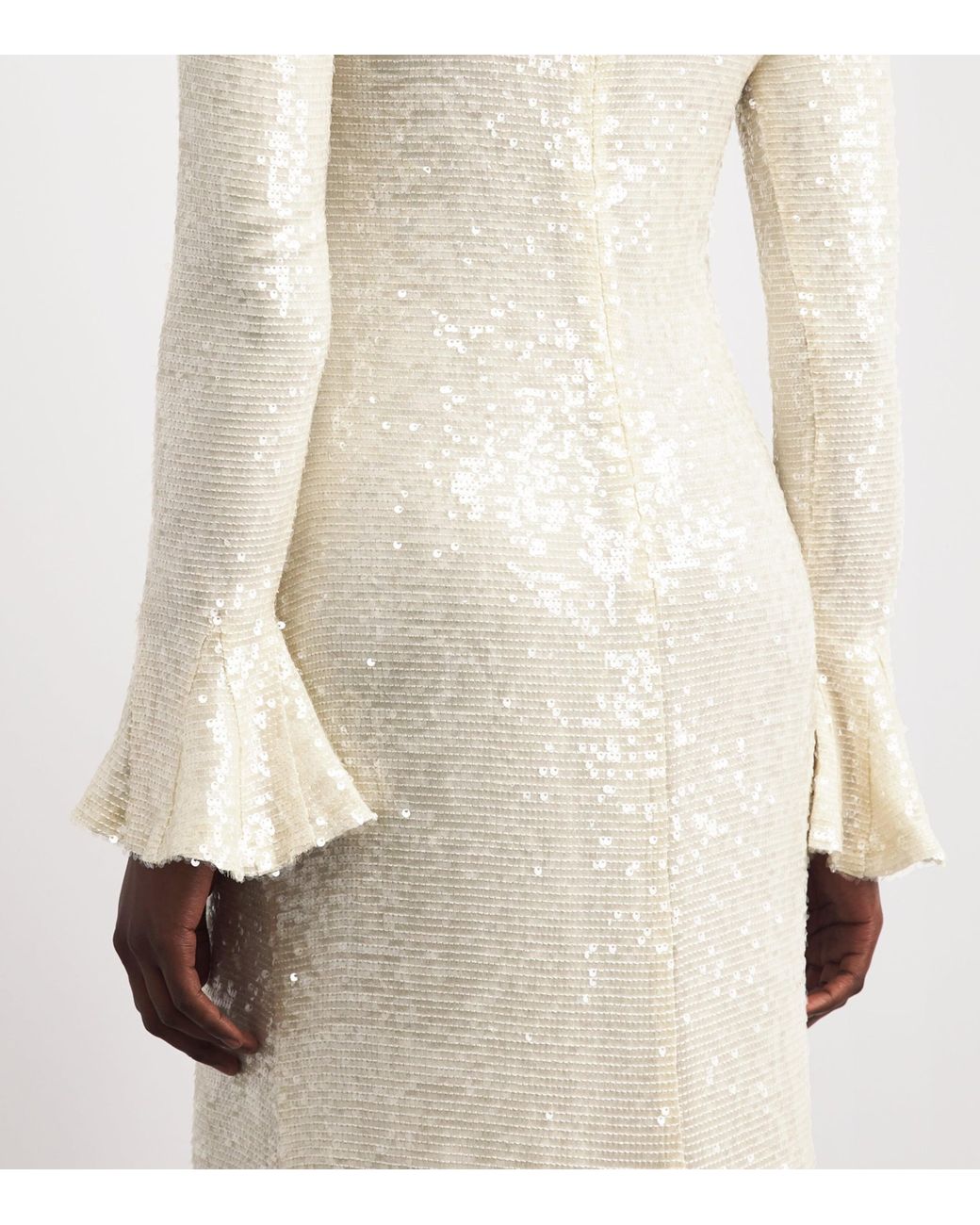 LAPOINTE Natural Sequin Flared-Sleeve Maxi Dress