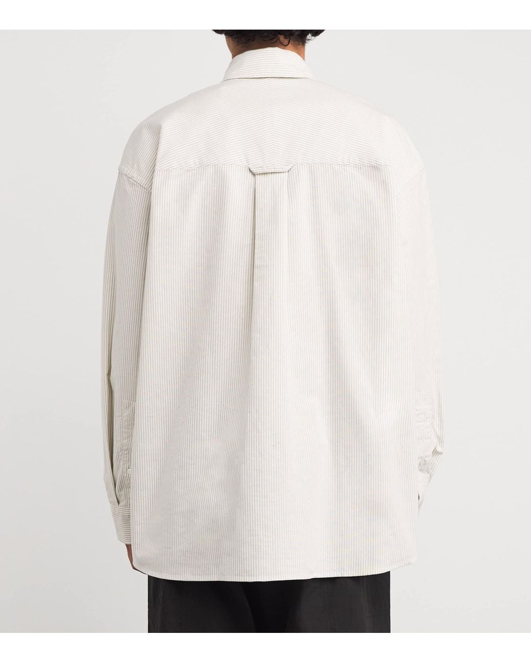 Studio Nicholson White Cotton Stripe Oversized Ruskin Shirt for men
