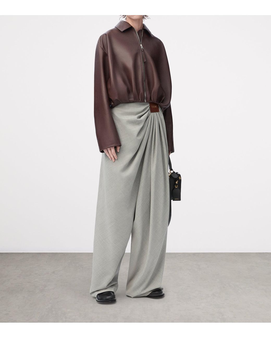 Loewe Brown Lambskin Draped Jacket
