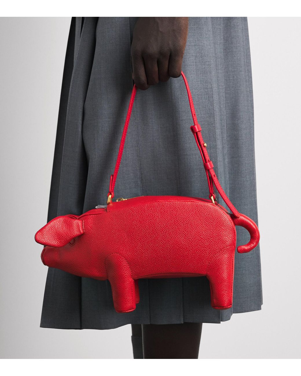 Thom Browne Red Leather Baby Pig Top-Handle Bag