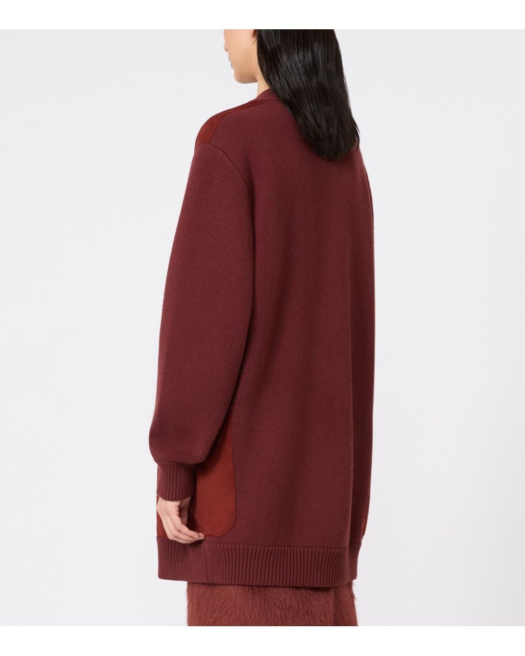Max Mara Red Wool-Cashmere-Suede Cardigan