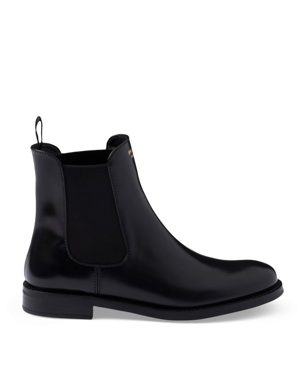 Prada Black Brushed Leather Ankle Boots