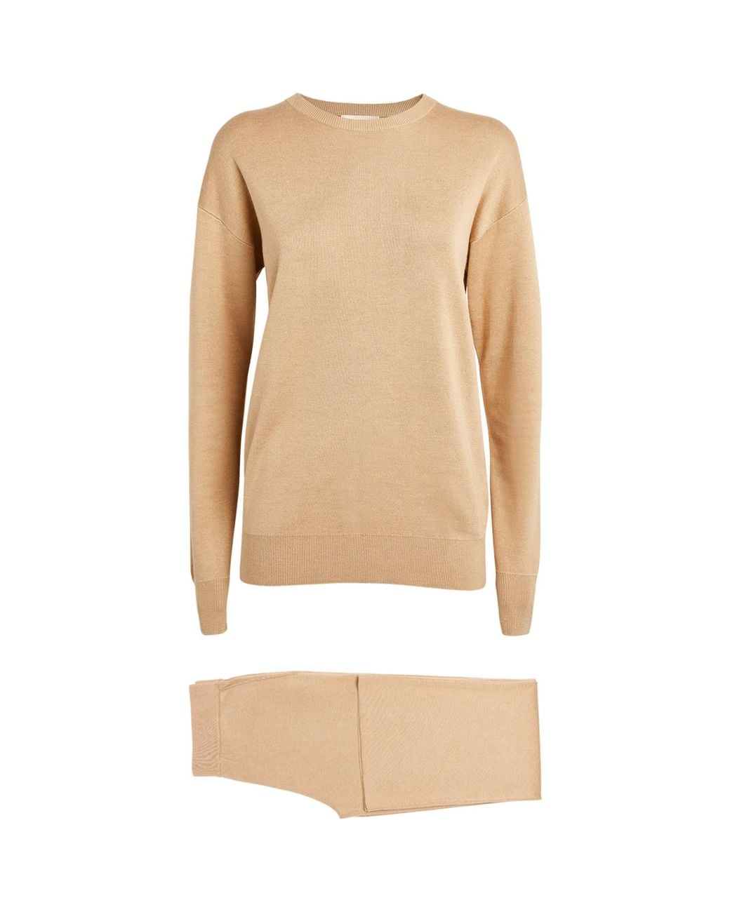Olivia Von Halle Natural Silk-Cashmere Carmel Tracksuit
