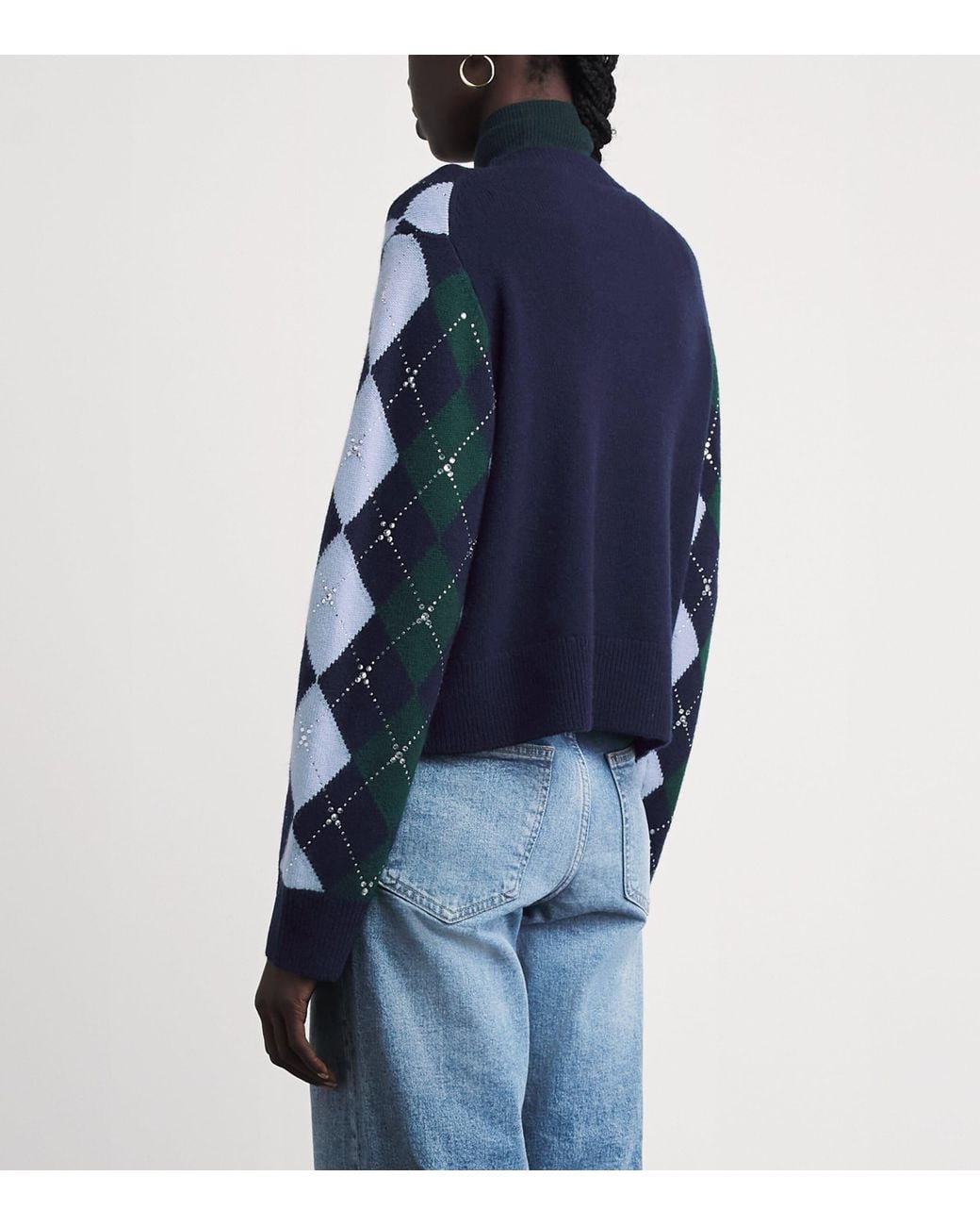 Maje Blue Wool Argyle Sweater