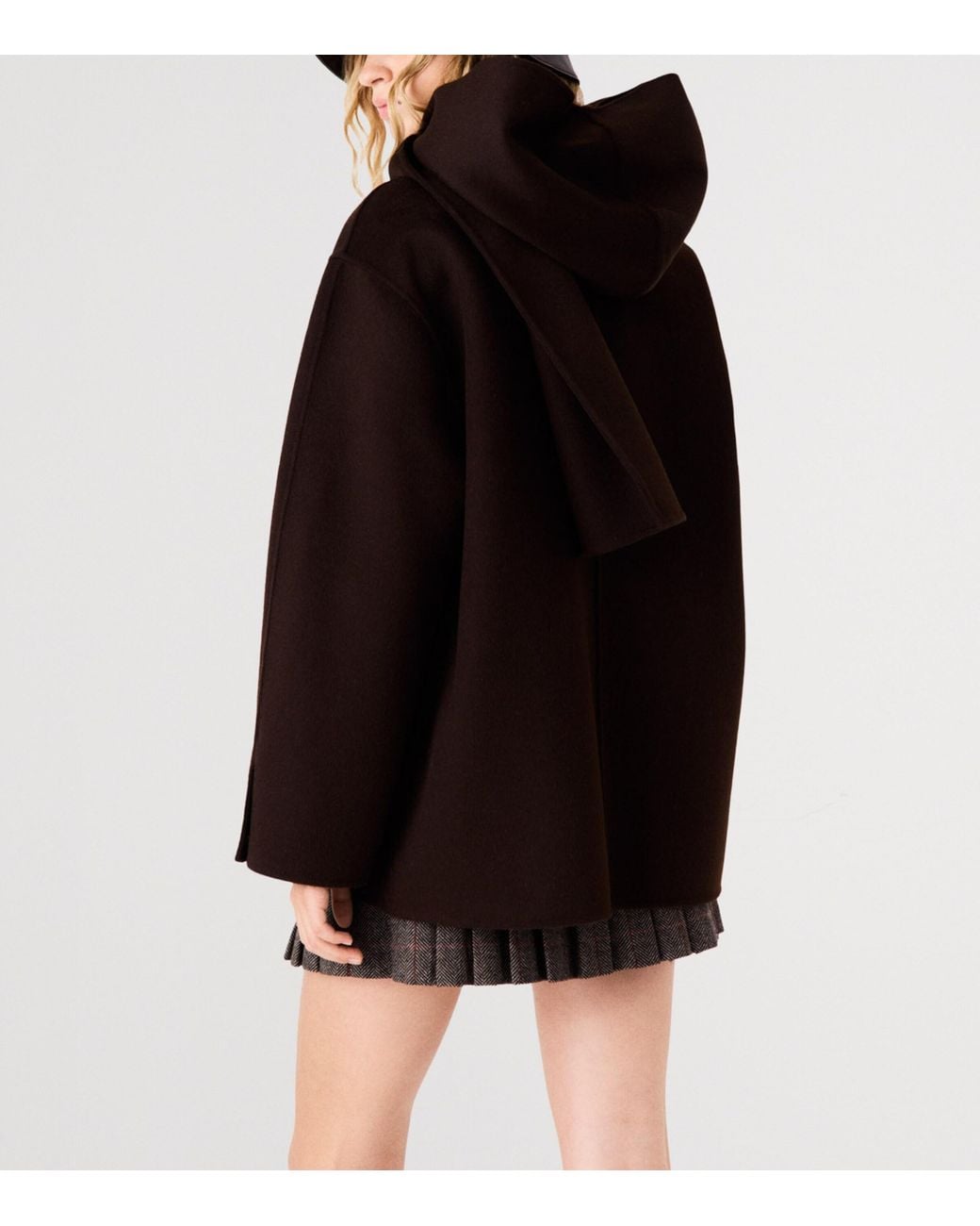 Maje Black Wool-Blend Coat