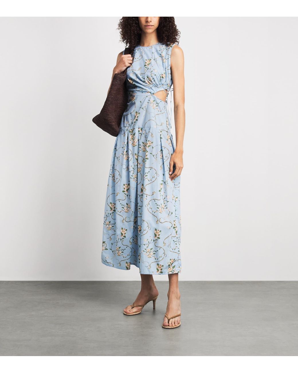 Agua Bendita Blue Cotton Otono Navegante Midi Dress