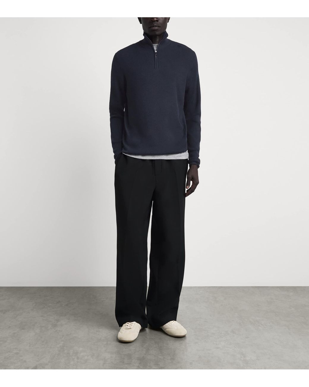 Sease Blue Virgin Wool Quarter-Zip Sweater for men