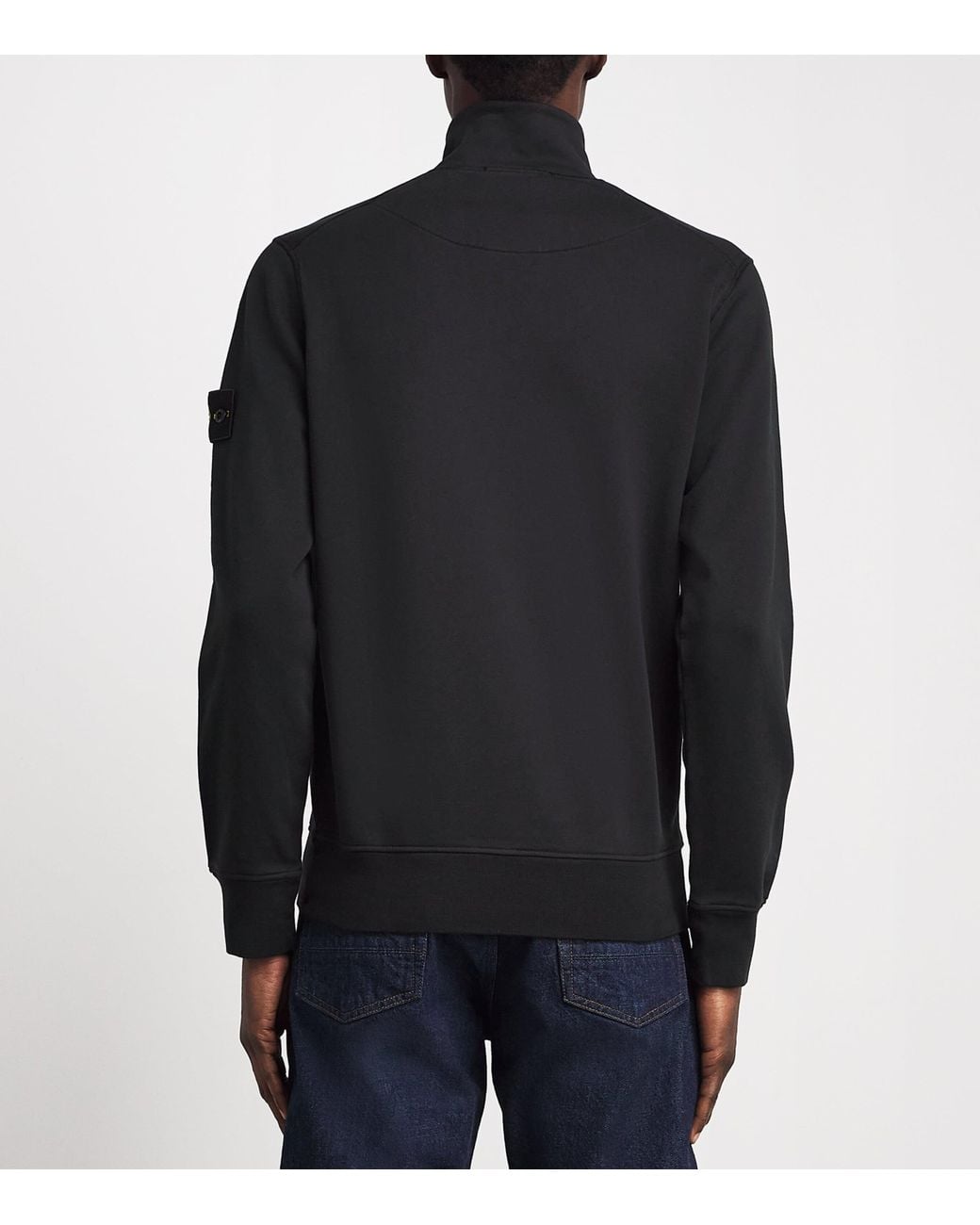Stone Island Black Cotton Half-Zip Sweatshirt for men