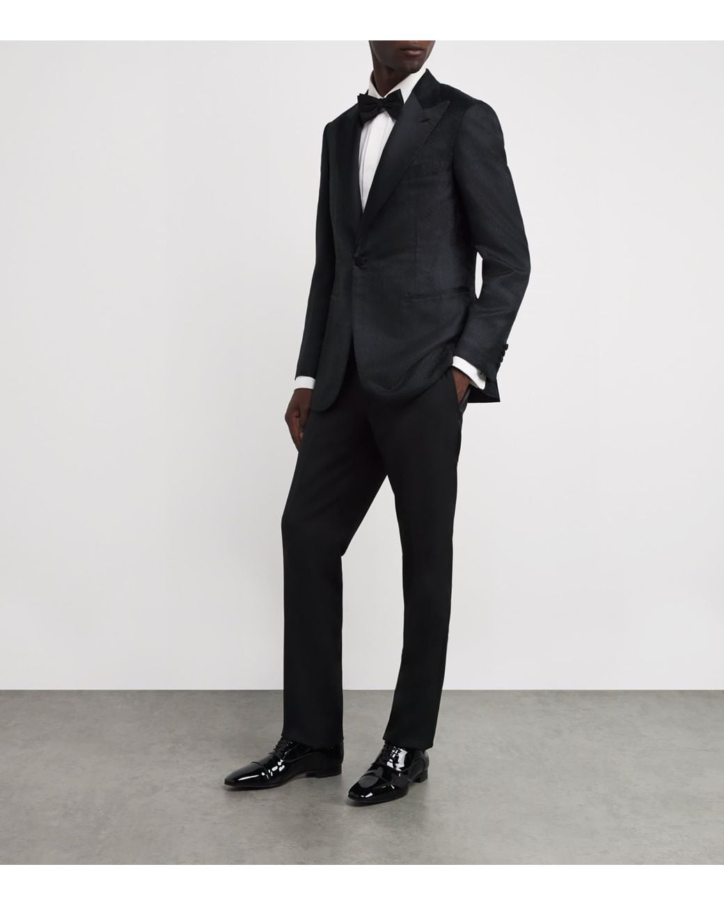 Brioni Black Silk Jacquard Virgilio Tuxedo Jacket for men