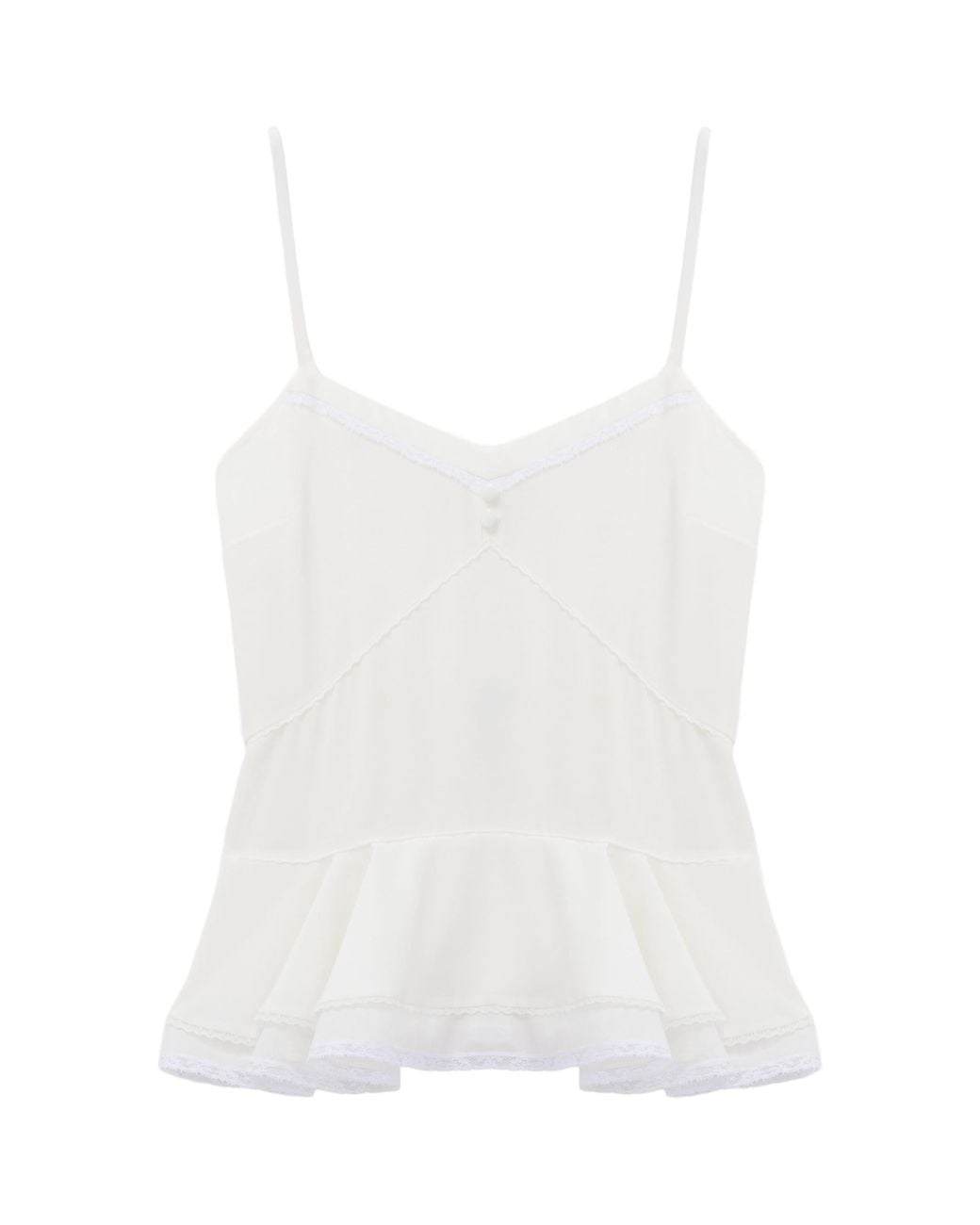 McQueen White Silk Peplum Cami Top