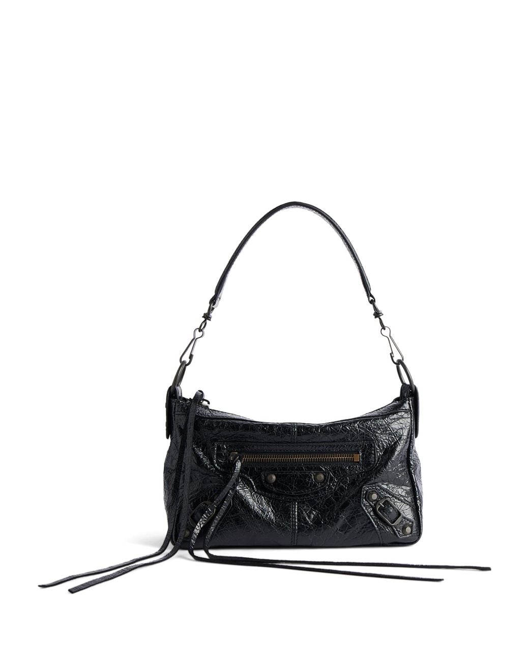 Balenciaga Black Mini Lambskin Le City Moto Shoulder Bag