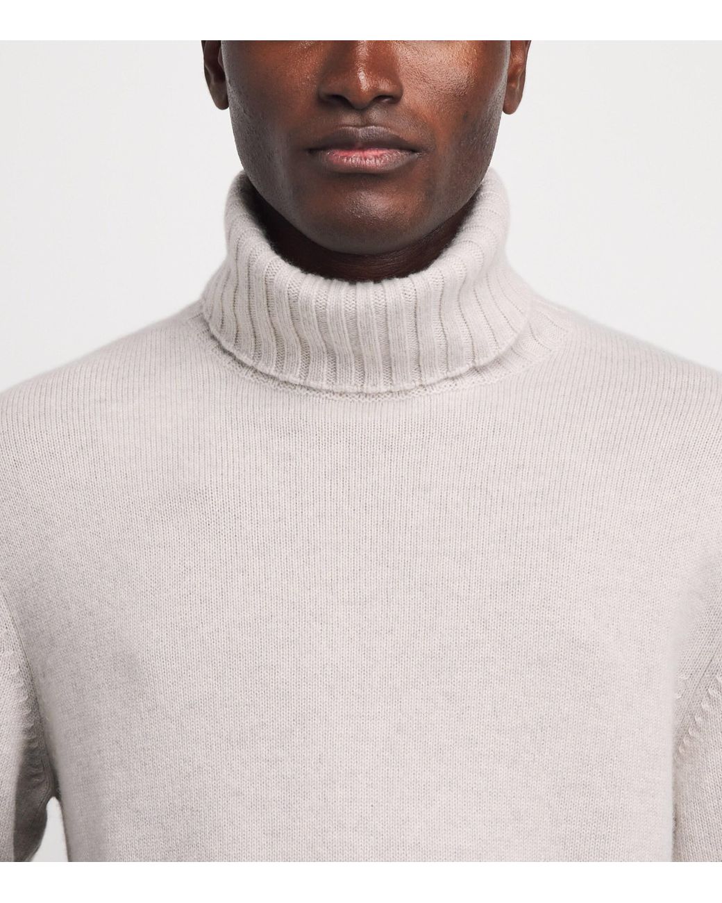 N.Peal Cashmere White Cashmere Brompton Rollneck Sweater for men
