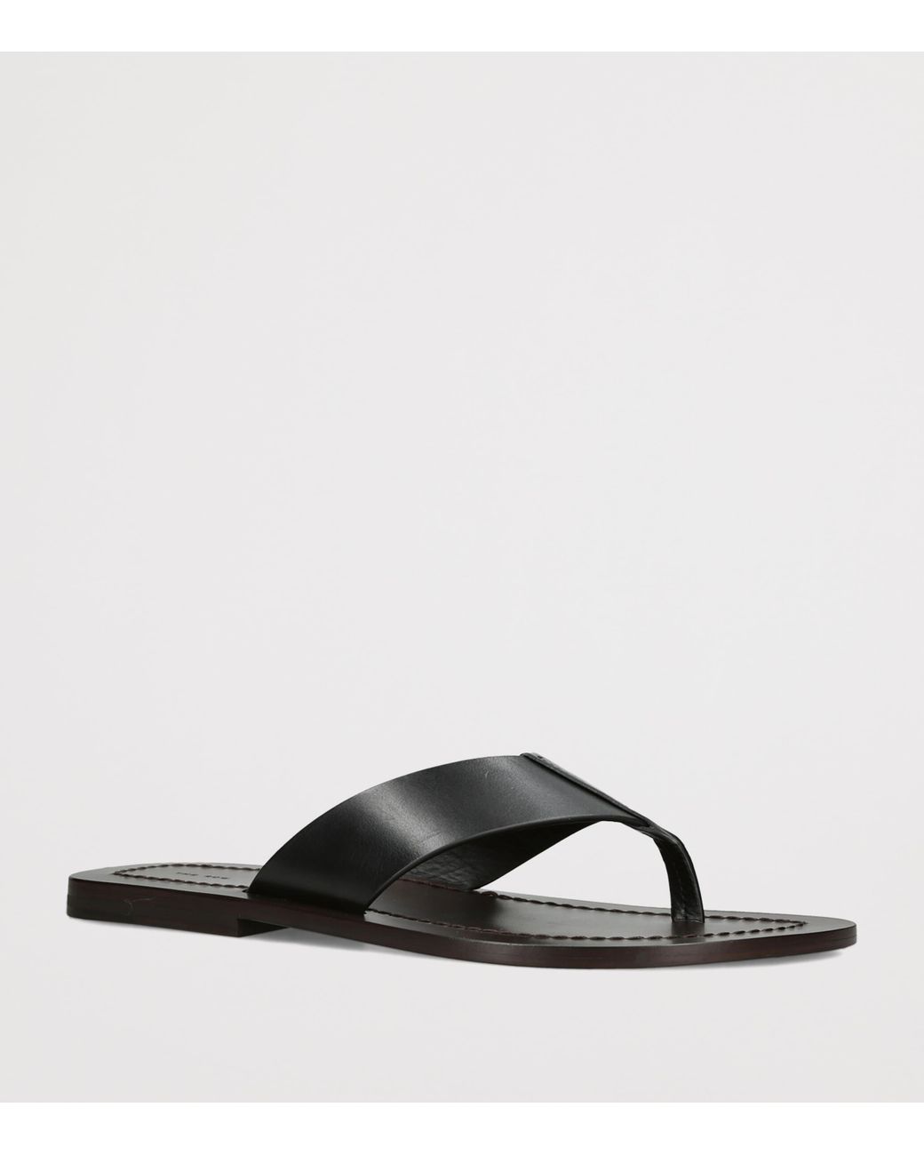 The Row Black Dan Leather Flip Flops for men